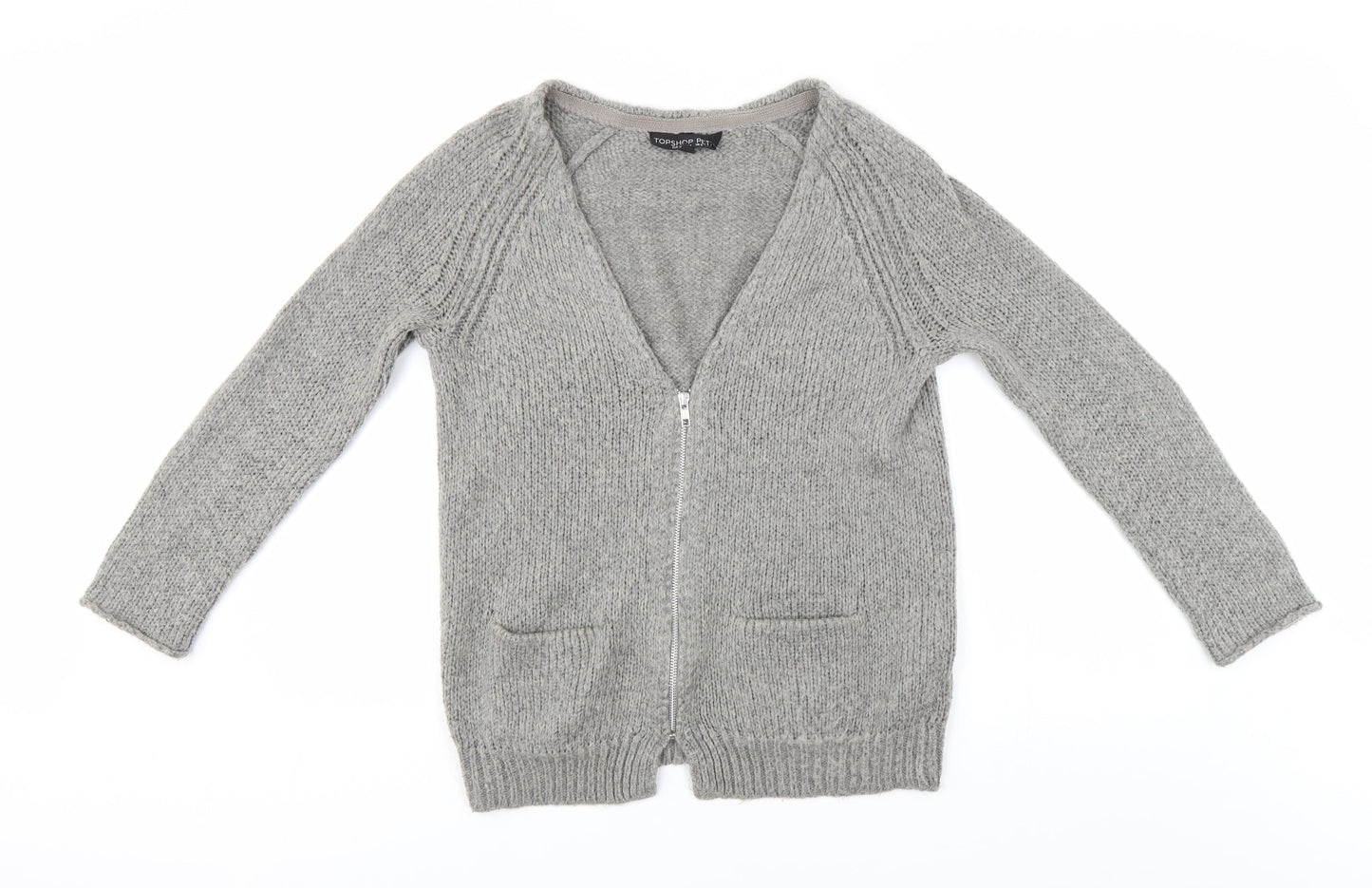 Womens UK Size 8 Topshop Grey Full Zip Jumper