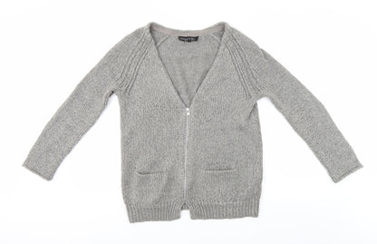 Womens UK Size 8 Topshop Grey Full Zip Jumper