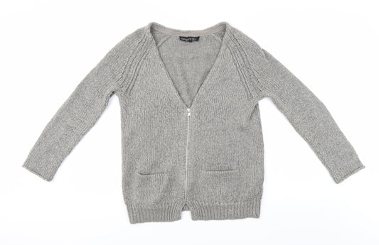 Womens UK Size 8 Topshop Grey Full Zip Jumper