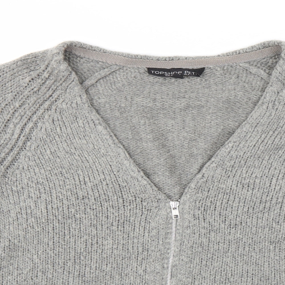 Womens UK Size 8 Topshop Grey Full Zip Jumper