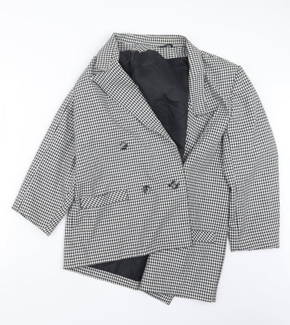 C&A Womens Black Houndstooth  Jacket Coat Size 14