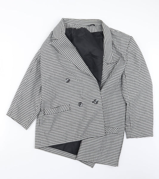C&A Womens Black Houndstooth  Jacket Coat Size 14