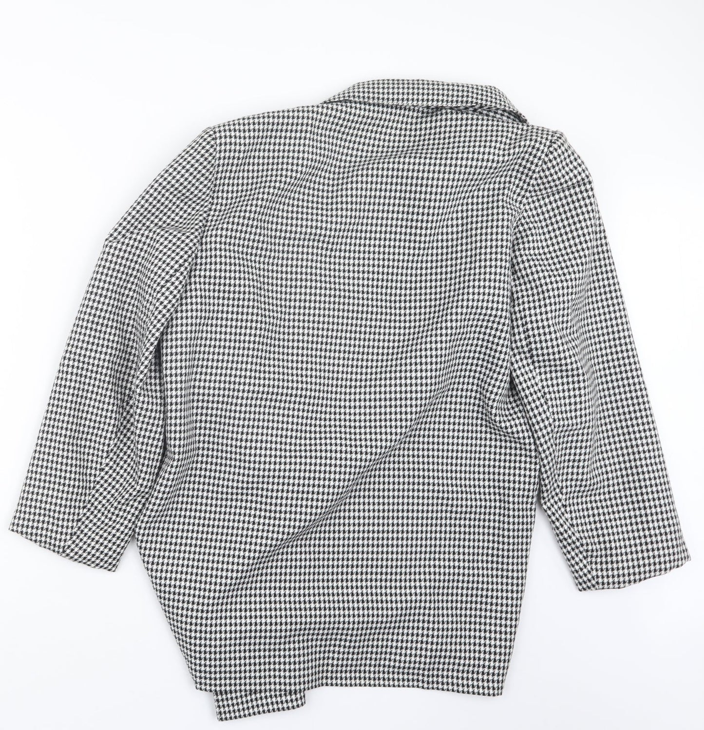 C&A Womens Black Houndstooth  Jacket Coat Size 14