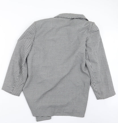 C&A Womens Black Houndstooth  Jacket Coat Size 14