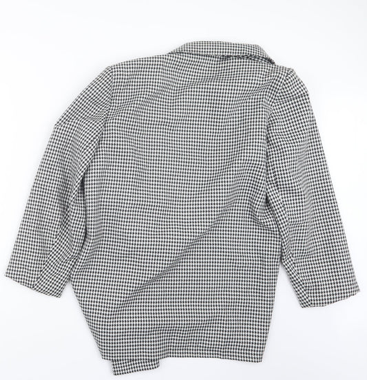 C&A Womens Black Houndstooth  Jacket Coat Size 14