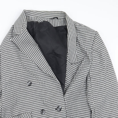 C&A Womens Black Houndstooth  Jacket Coat Size 14