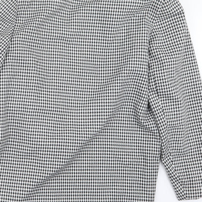 C&A Womens Black Houndstooth  Jacket Coat Size 14