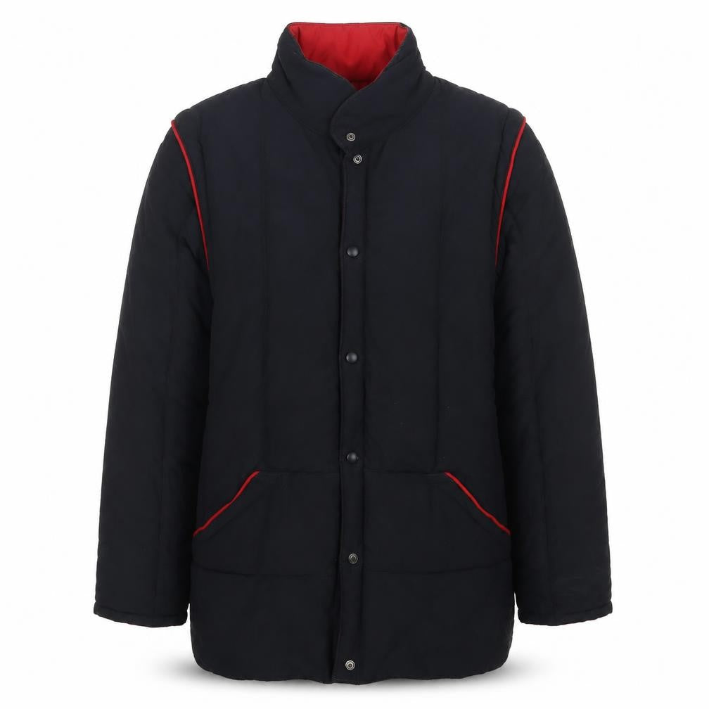 Front view of Preworn men’s black jacket coat, size S