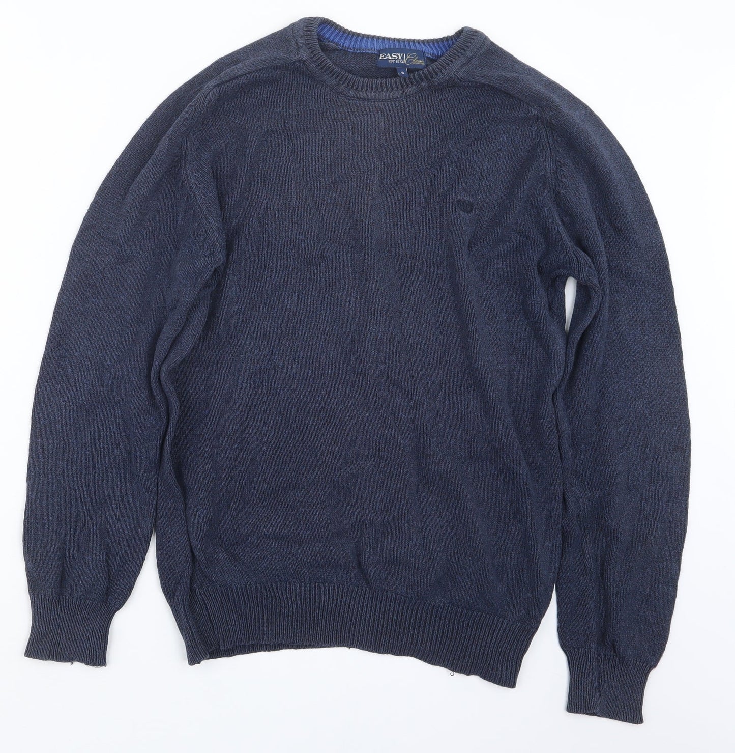 Easy Mens Blue  Knit Pullover Jumper Size S