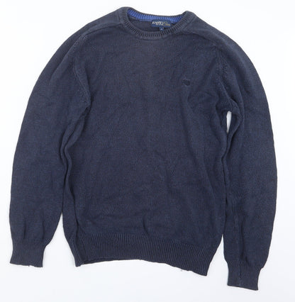 Easy Mens Blue  Knit Pullover Jumper Size S