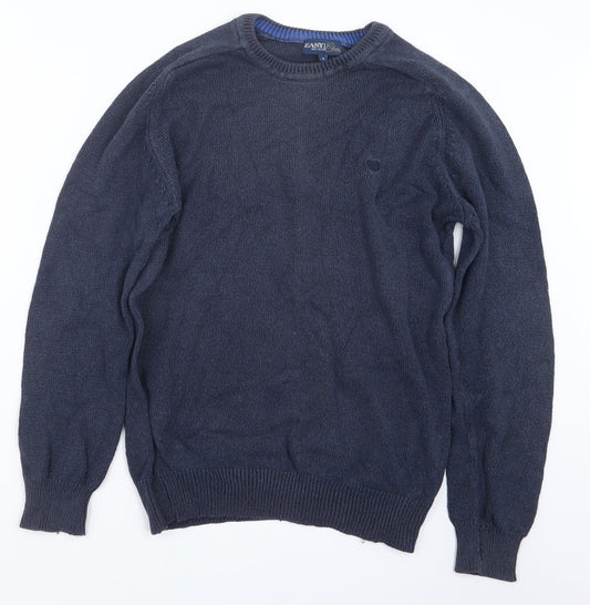 Easy Mens Blue  Knit Pullover Jumper Size S