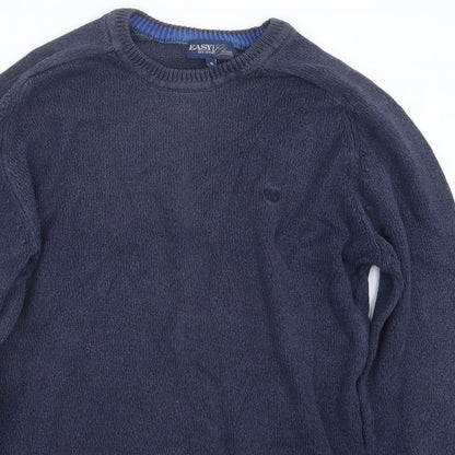 Easy Mens Blue  Knit Pullover Jumper Size S