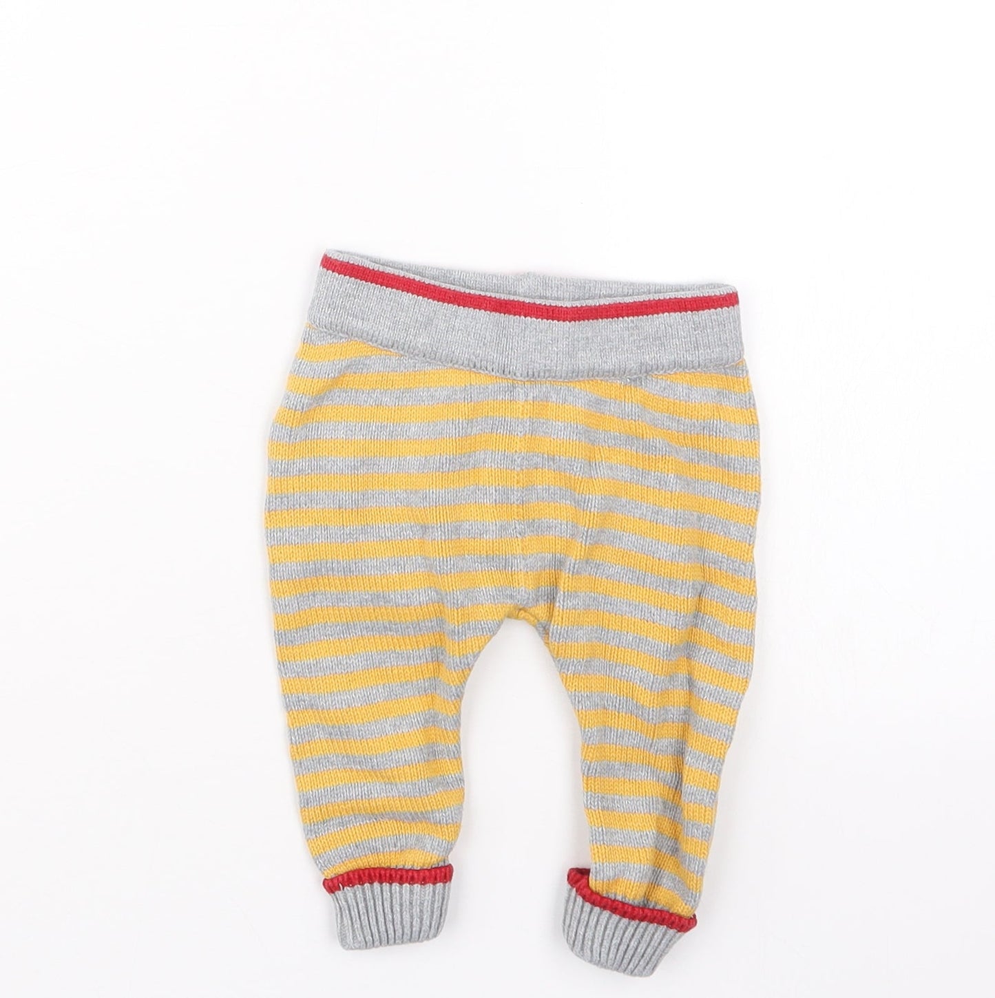 Monsoon Boys Yellow Striped Knit Capri Trousers Size 0-3 Months