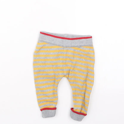 Monsoon Boys Yellow Striped Knit Capri Trousers Size 0-3 Months