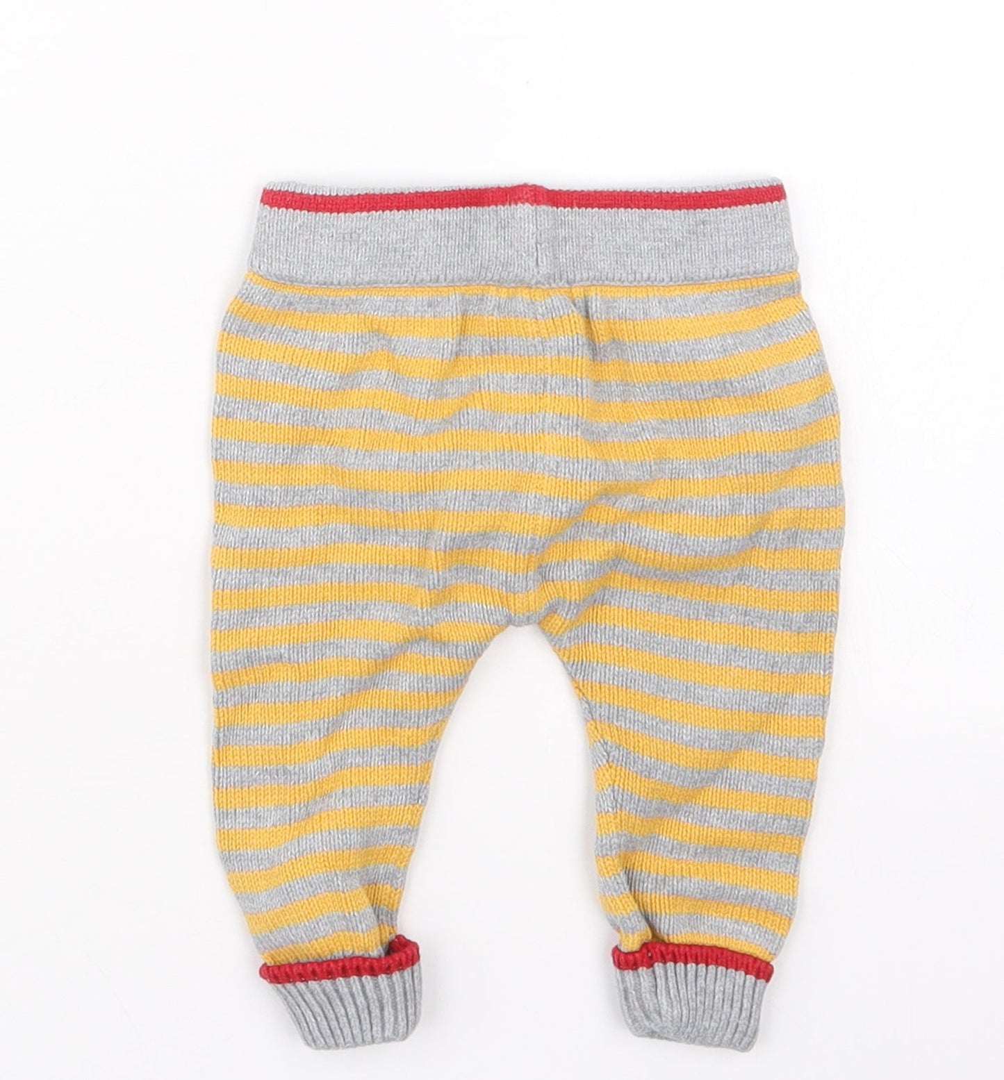Monsoon Boys Yellow Striped Knit Capri Trousers Size 0-3 Months