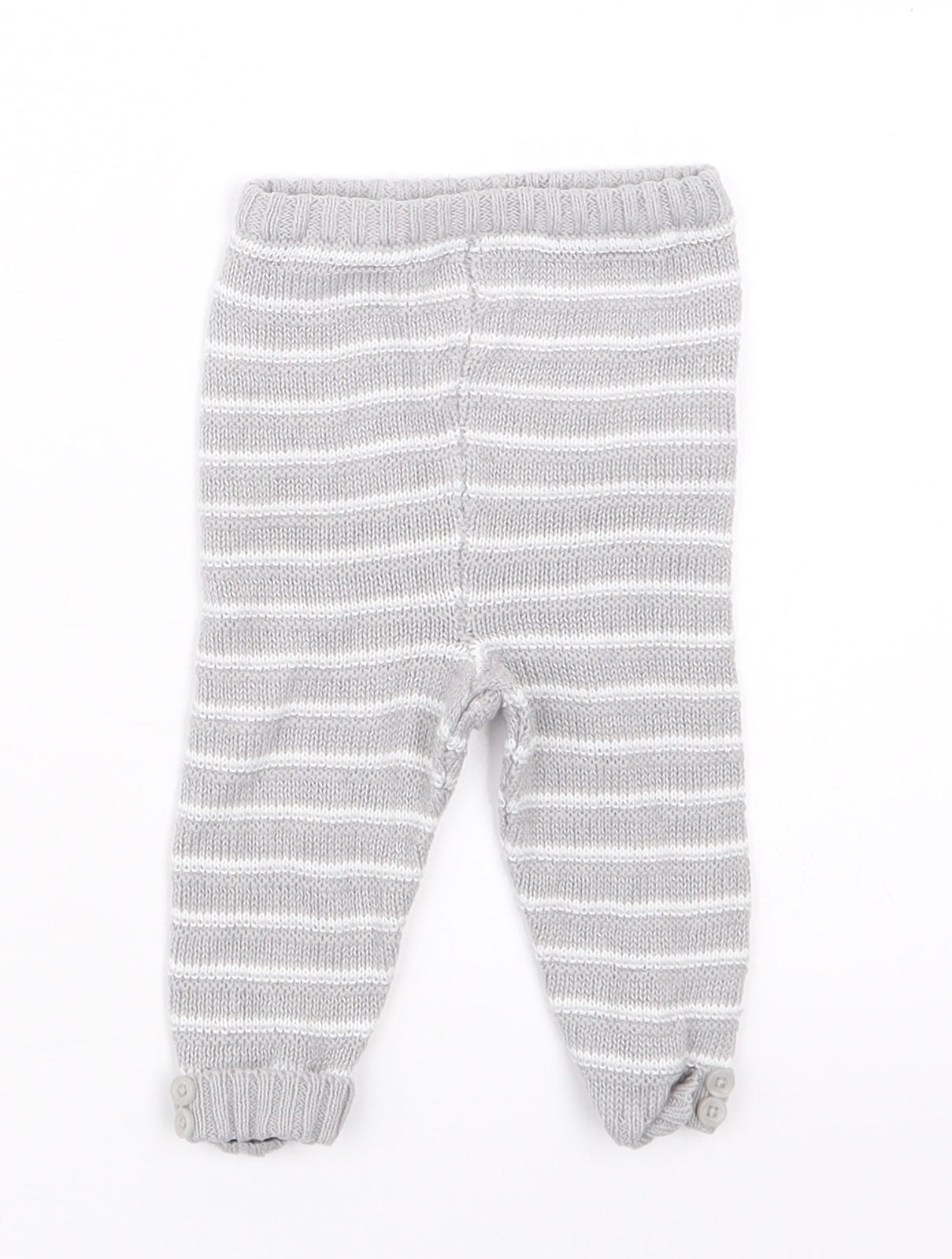 bonjour bebe Boys Grey Striped Knit Capri Trousers Size 0-3 Months