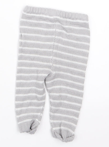 bonjour bebe Boys Grey Striped Knit Capri Trousers Size 0-3 Months