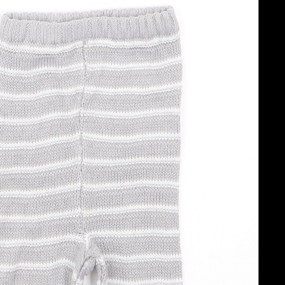 bonjour bebe Boys Grey Striped Knit Capri Trousers Size 0-3 Months