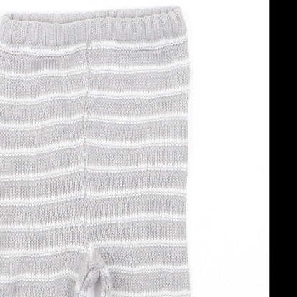 bonjour bebe Boys Grey Striped Knit Capri Trousers Size 0-3 Months