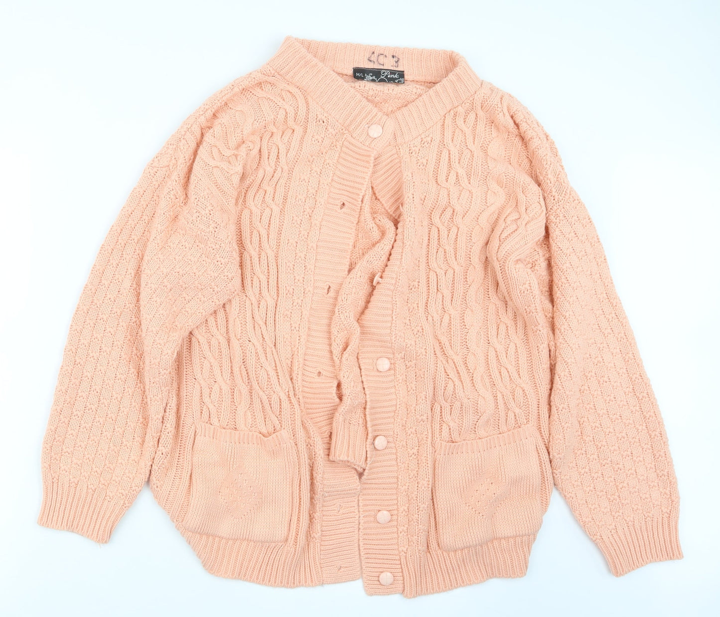 Womens UK Size M PINK Pink Cardigan Jumper