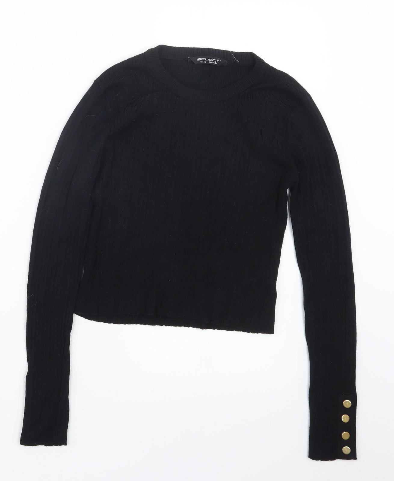 Womens UK Size 10 Select Black Cropped T-Shirt