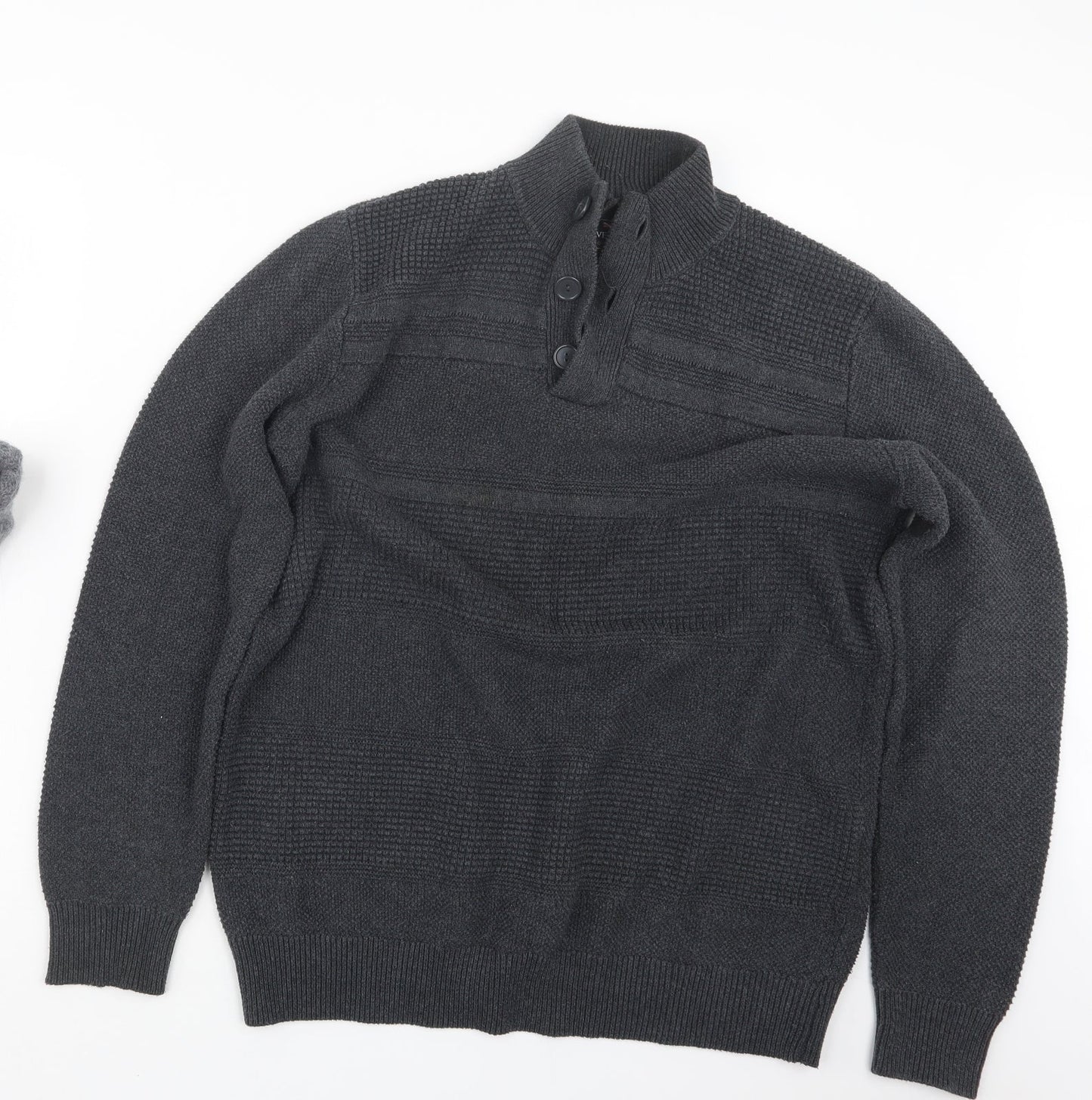 Harvey & Jones Mens Grey  Knit Pullover Jumper Size L