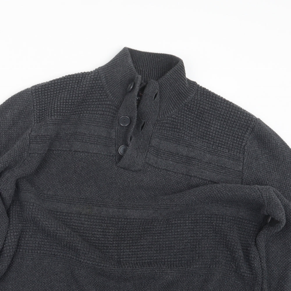 Harvey & Jones Mens Grey  Knit Pullover Jumper Size L