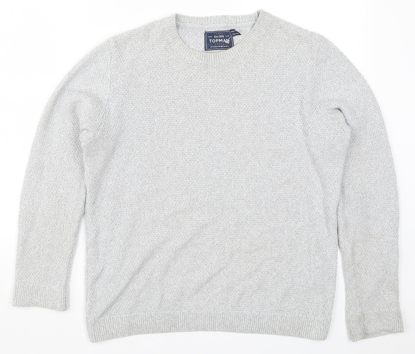 Topman Mens Grey  Knit Pullover Jumper Size S