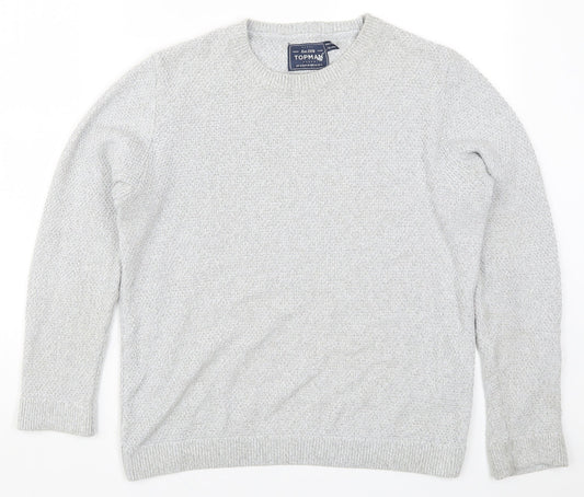 Topman Mens Grey  Knit Pullover Jumper Size S
