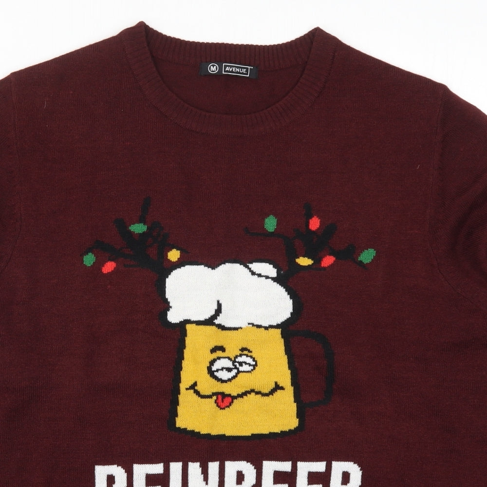 Avenue Mens Red  Knit Pullover Jumper Size M  - Reinbeer