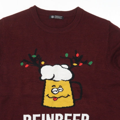 Avenue Mens Red  Knit Pullover Jumper Size M  - Reinbeer