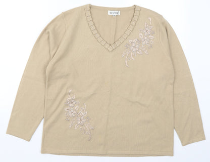 Womens UK Size M Fay Louise Beige Pullover Jumper