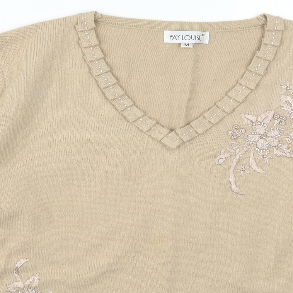 Womens UK Size M Fay Louise Beige Pullover Jumper