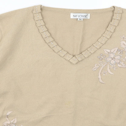 Womens UK Size M Fay Louise Beige Pullover Jumper