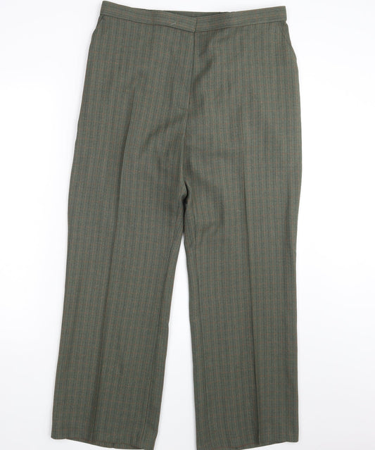 Womens UK Size 16 M&S Regular Fit Dress Pants Green Trousers