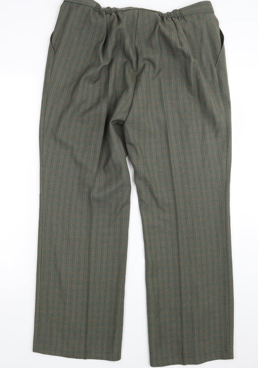 Womens UK Size 16 M&S Regular Fit Dress Pants Green Trousers
