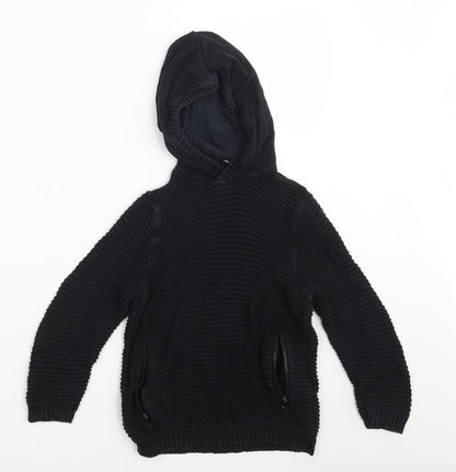 M & Co. Girls Black  Knit Pullover Hoodie Size 7-8 Years