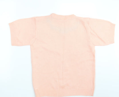Compliments  Womens Pink Floral Knit Pullover Jumper Size 12