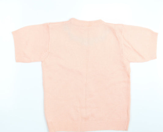 Compliments  Womens Pink Floral Knit Pullover Jumper Size 12