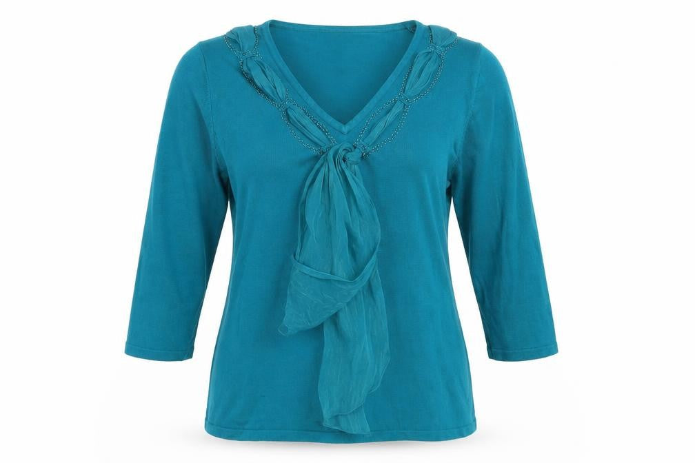 Front view of Sky Designs women’s blue jumper, size S