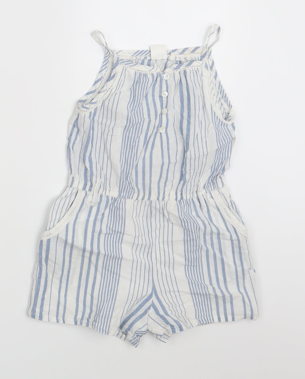 NEXT Girls White Striped  Jumpsuit One-Piece Size 5 Years