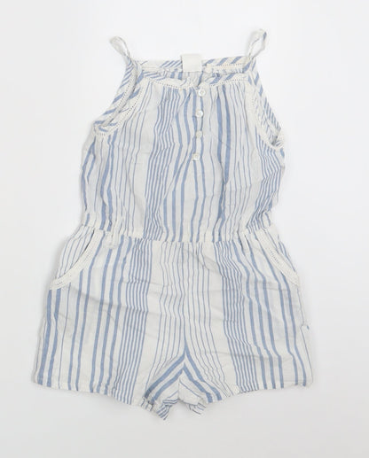 NEXT Girls White Striped  Jumpsuit One-Piece Size 5 Years