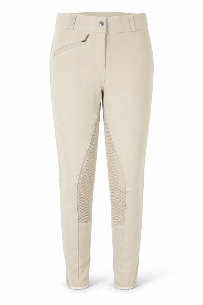 Front view of Preworn women’s ivory trousers, size UK 28, 28-inch leg