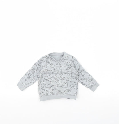 TU Baby Grey Animal Print  Pullover Jumper Size 6-9 Months  - Dinosaur