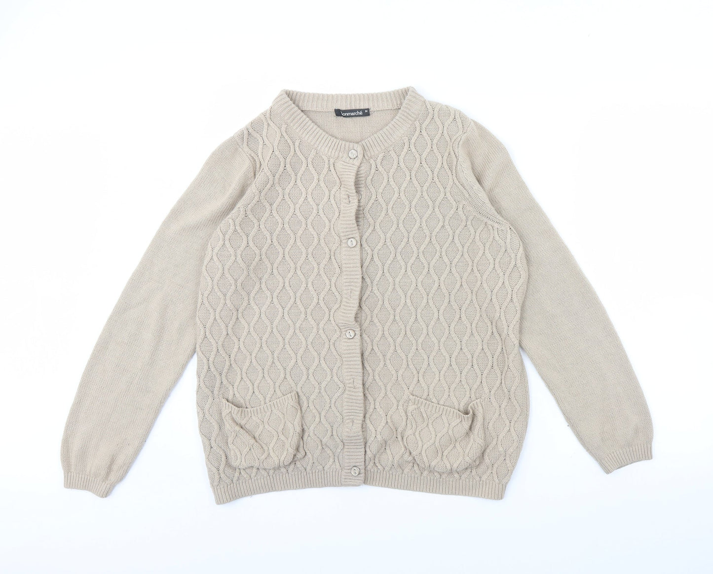 Womens UK Size M Bonmarché Beige Cardigan Jumper