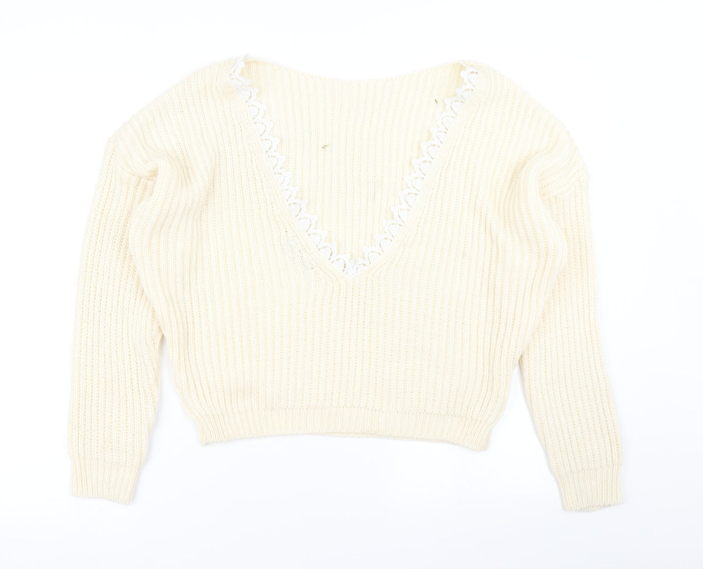Womens UK Size M Boohoo White Pullover Jumper