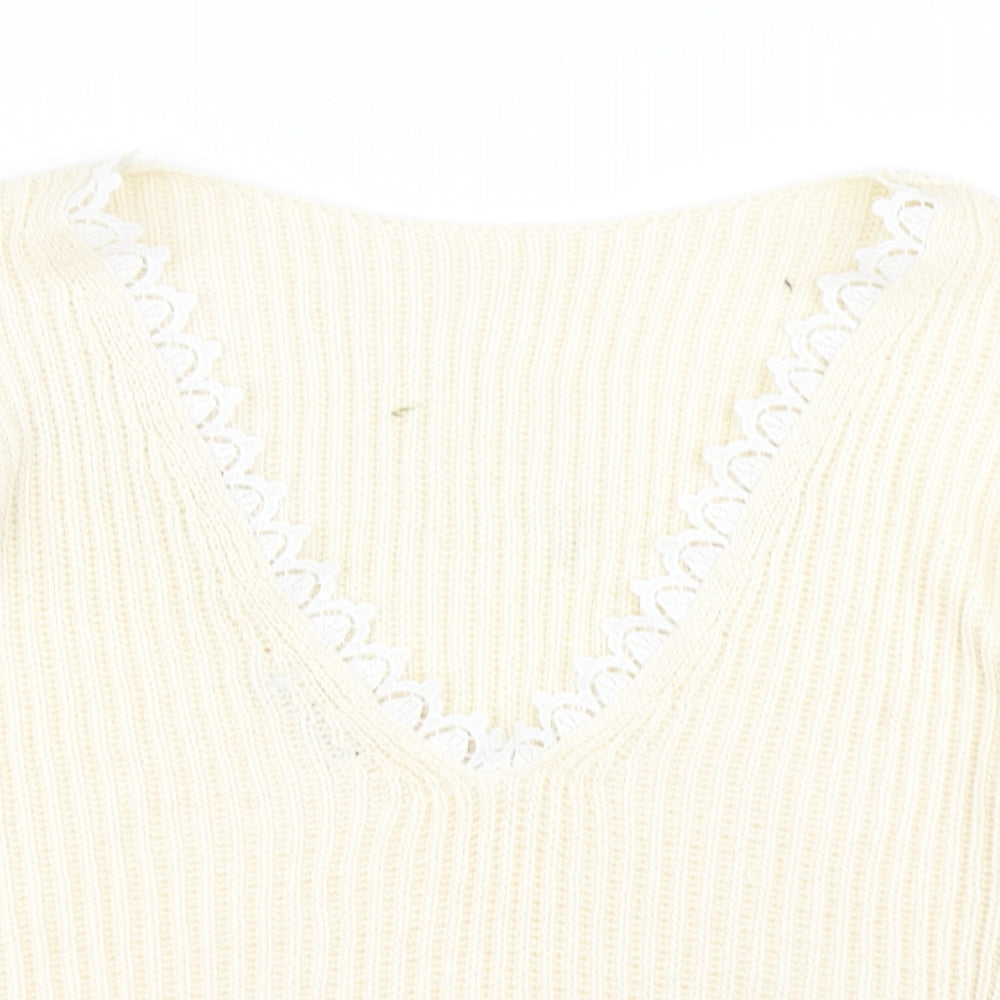 Womens UK Size M Boohoo White Pullover Jumper