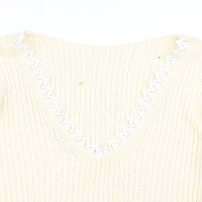 Womens UK Size M Boohoo White Pullover Jumper