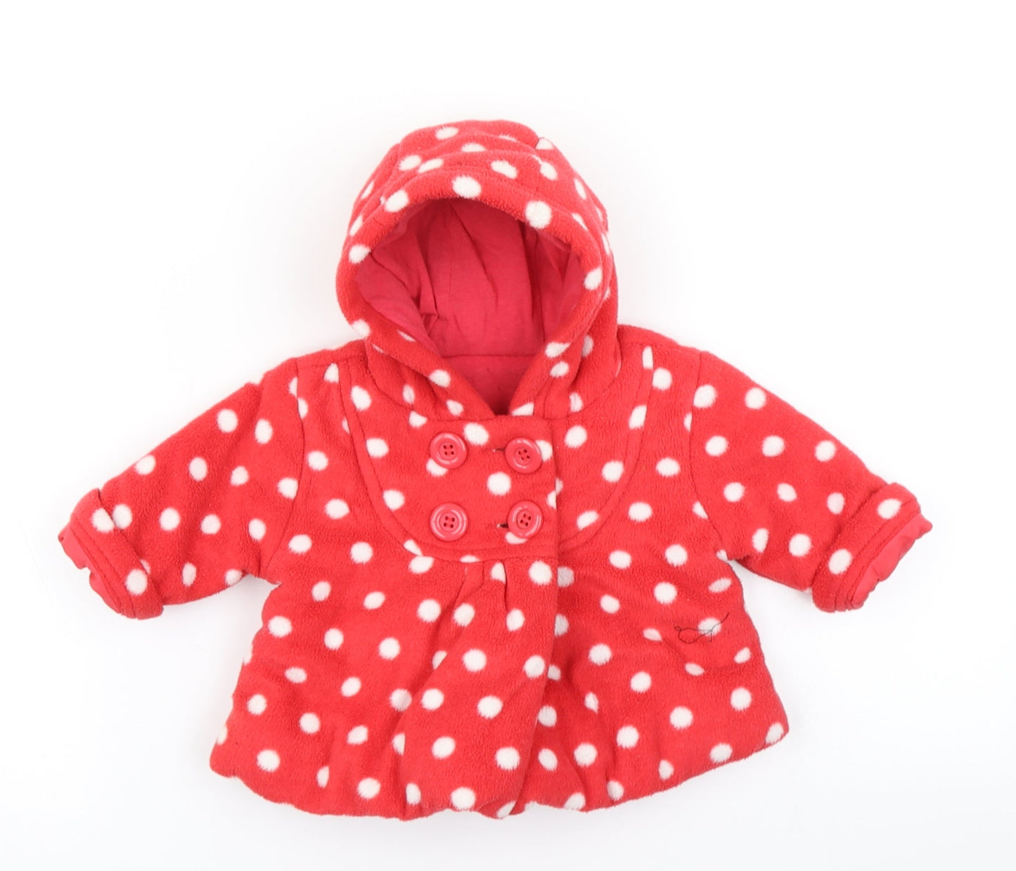 George Girls Red Polka Dot  Overcoat Coat Size 0-3 Months