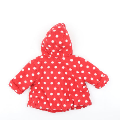 George Girls Red Polka Dot  Overcoat Coat Size 0-3 Months